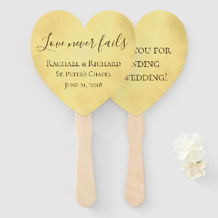 Golden Love Never Fails Wedding Hand Fan
