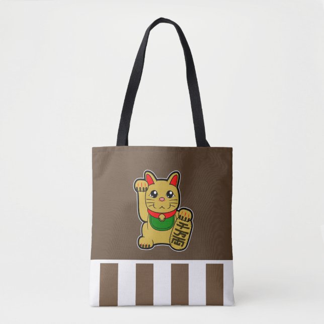 Golden Lucky Cat Tote Bag (Front)