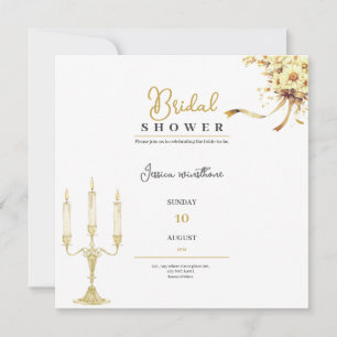 golden luxurious bridal shower invitation