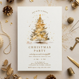 Golden Luxurious Christmas Party Invitation