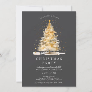 Golden Luxurious Christmas Party Invitation