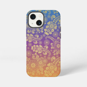 Golden Luxury Paisley on Blue, Purple and Orange iPhone 13 Mini Case