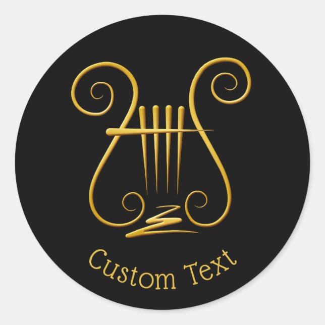 Golden Lyre Classic Round Sticker (Front)