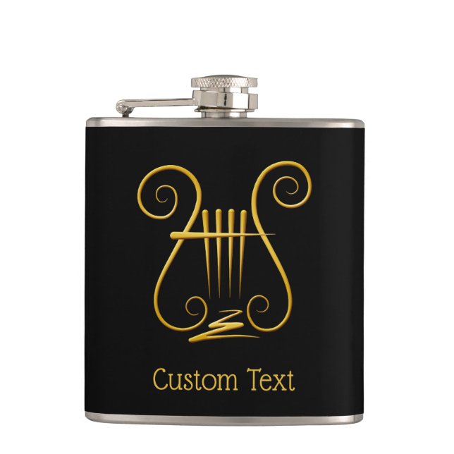 Golden Lyre Hip Flask (Front)
