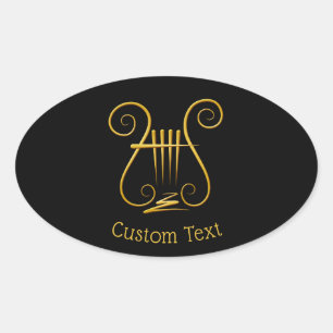 Golden Lyre Oval Sticker