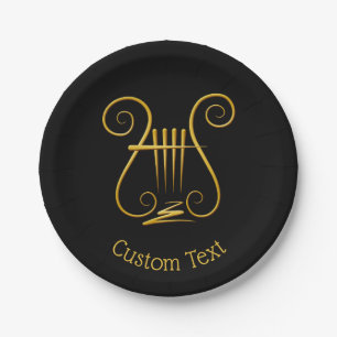 Golden Lyre Paper Plate