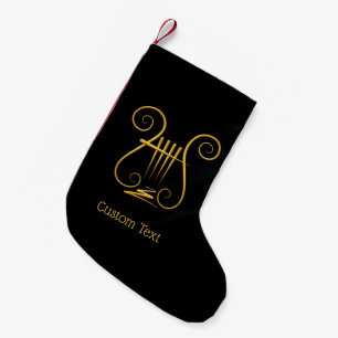 Golden Lyre Small Christmas Stocking