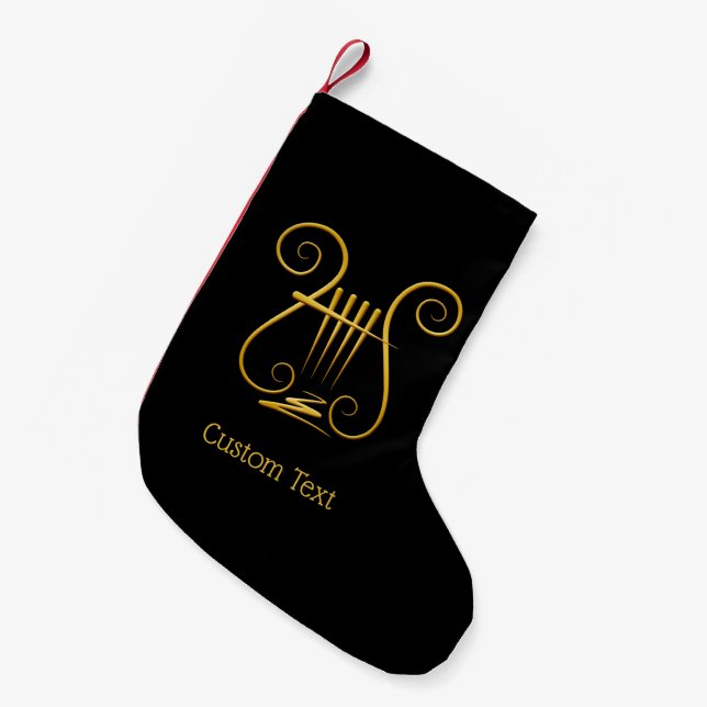 Golden Lyre Small Christmas Stocking (Front (Hanging))