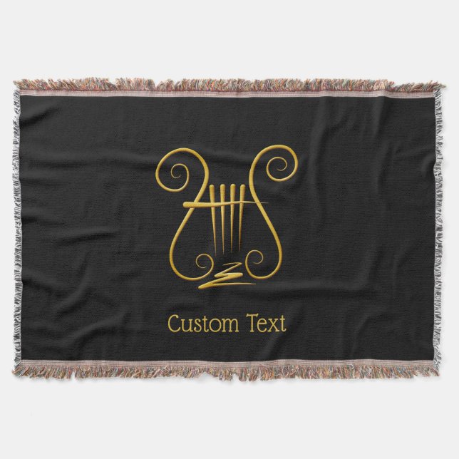 Golden Lyre Throw Blanket (Front)