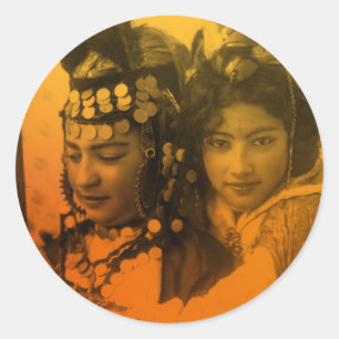 Golden Maghreb Ouled Naïl Berber Girl Female Woman Classic Round Sticker
