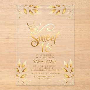 Golden Majesty Sweet 16 Acrylic Invitation
