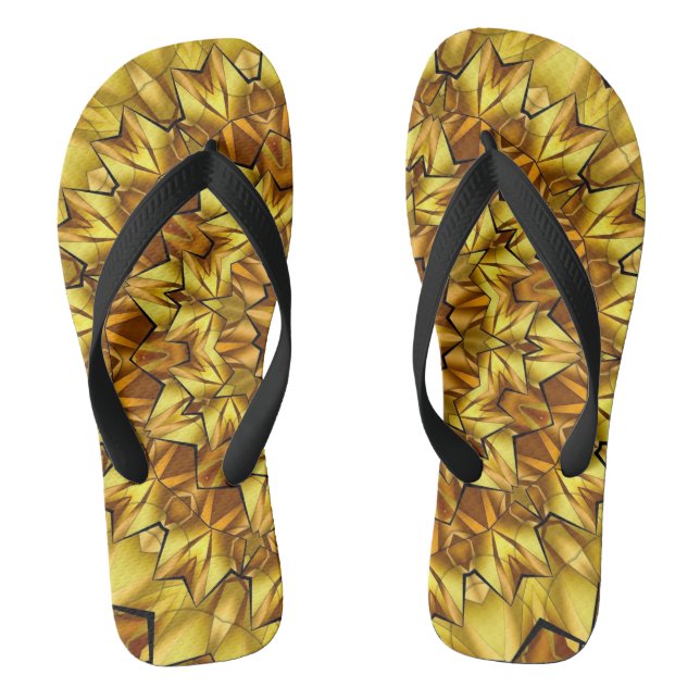 Golden Mandala Antique Abstract Design-63495 Flip Flops (Footbed)