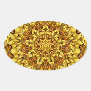 Golden Mandala Antique Abstract Design-63495 Oval Sticker