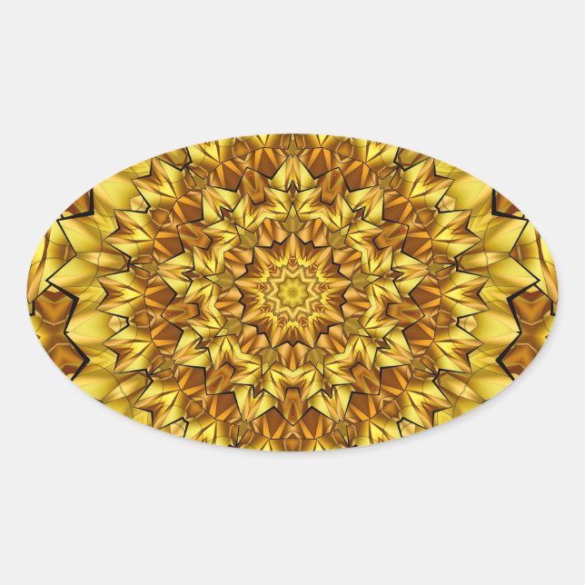 Golden Mandala Antique Abstract Design-63495 Oval Sticker (Front)