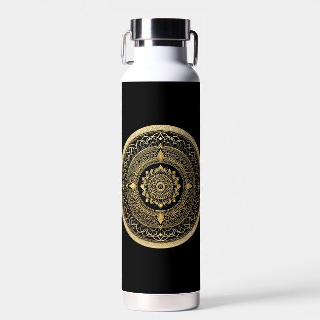 Golden Mandala Art Water Bottle (Front)