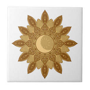 Golden Mandala Ceramic Tile