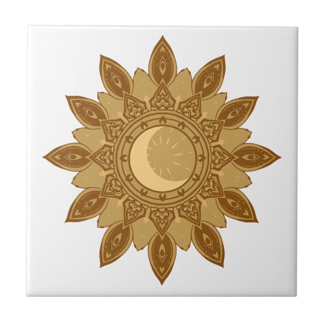 Golden Mandala Ceramic Tile (Front)