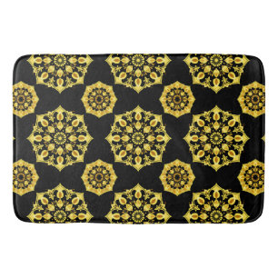 Golden Mandala Design With Symmetrical Patterns Bath Mat