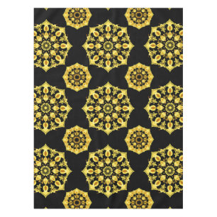 Golden Mandala Design With Symmetrical Patterns Tablecloth