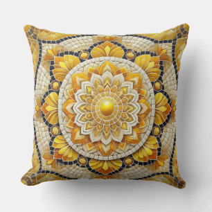 Golden Mandala: Gorgeous Mosaic Art Cushion