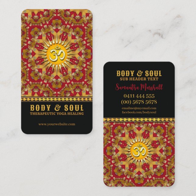 Golden Mandala Healing Love Yoga Business Card (Front/Back)