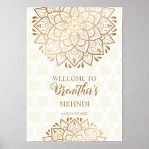 Golden mandala Mehndi personalised welcome Poster