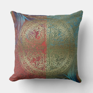 Golden Mandala On Feathers - Pillow