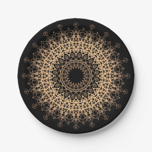 Golden mandala paper plate