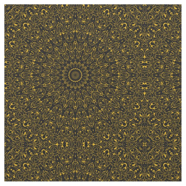 Golden Mandala Pattern with Radiant Symmetry Fabric (Close Up)