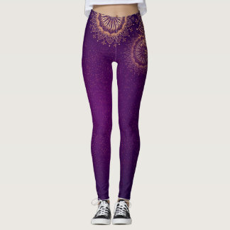  golden mandala purple Leggings