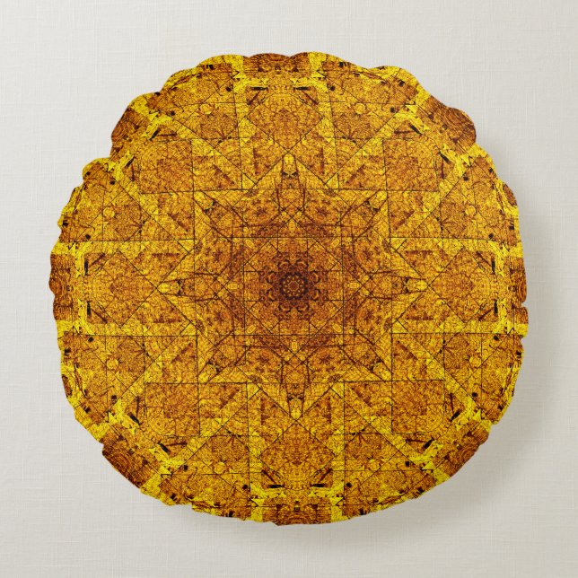 Golden Mandala Round Cushion (Front)