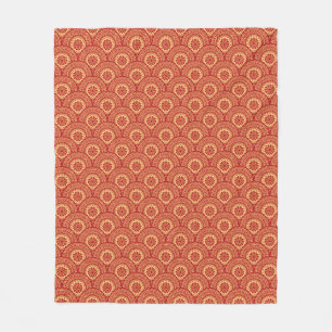 Golden mandala waves on red background fleece blanket