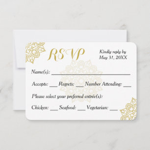 Golden Mandala Wedding Invitation RSVP Card
