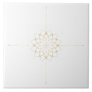 Golden MandalaFlower Tile