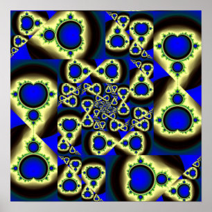 Golden Mandelbrot Mosaic Abstract Fractal Art Poster