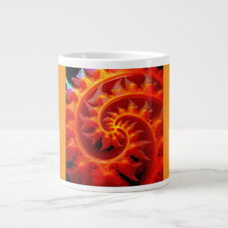 Golden Mandelbrot Set With Fern Accents Large Coffee Mug