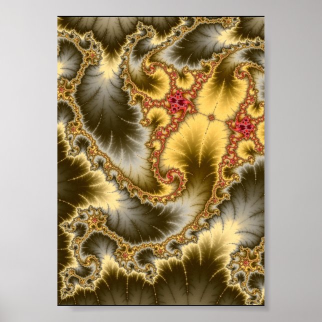 Golden Mandelbrot Spiral Poster (Front)