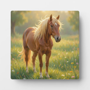 Golden Mane Horse Wildflower Meadow Plaque