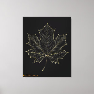 Golden Maple Leaf Botanical Art Canvas Gift Print