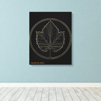 Golden Maple Leaf Circle Botanical Art Canvas Gift Print