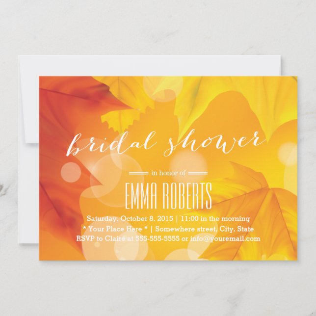 Golden Maple Leaves Autumn Bridal Shower Invitation (Front)