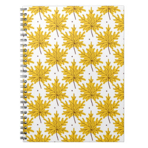 Golden Maple Leaves Autumn Pattern Notebook