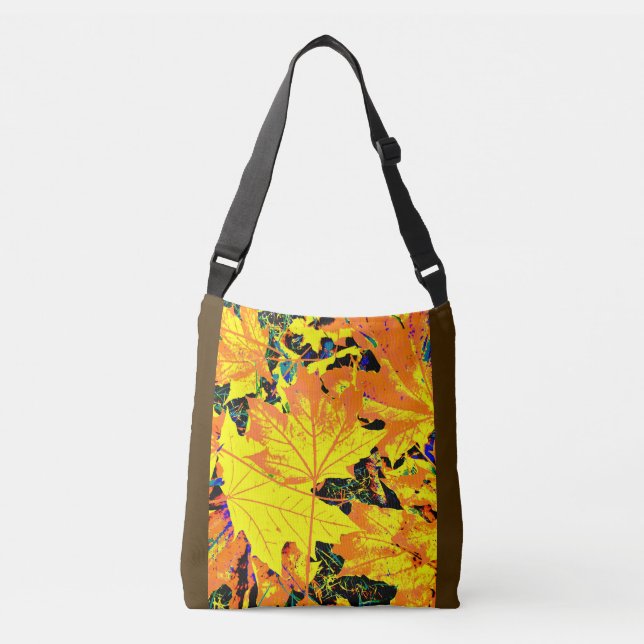 Golden Maple Leaves Beautiful Autumn Crossbody Bag (Front)