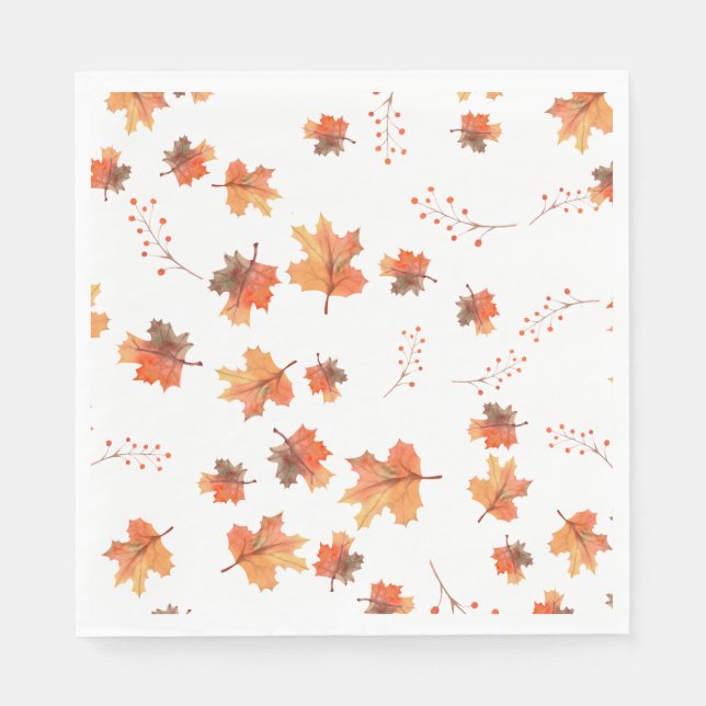 Golden Maple Leaves Fall Botanical Napkin (Front)