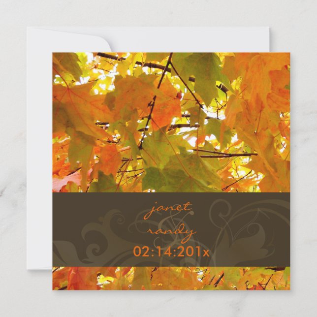 Golden Maple Leaves/fall wedding invitations (Front)