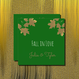  Golden maple leaves in  Emerald - Fall in love Invitation