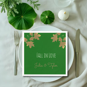  Golden maple leaves in  Emerald - Fall in love Napkin