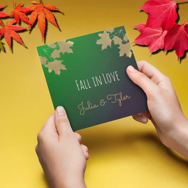  Golden maple leaves in  Emerald gradient  Invitation (Creator Uploaded)