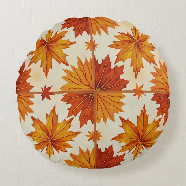 Golden Maple Symphony Round Cushion (Front)