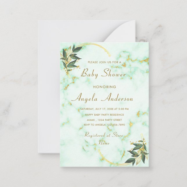 Golden Marble Baby Shower Invitation Example (Front)